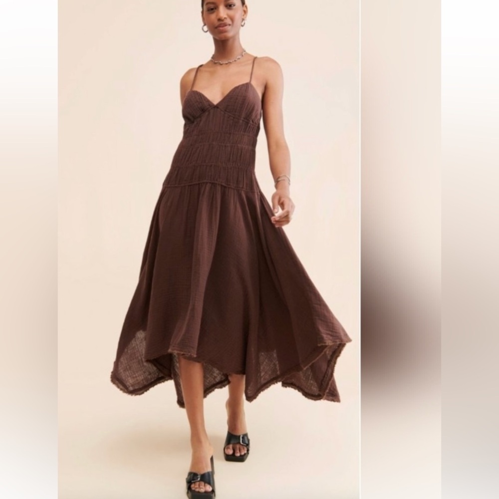 Free People Verona Brown Midi Dress - Picture 4 of 8
